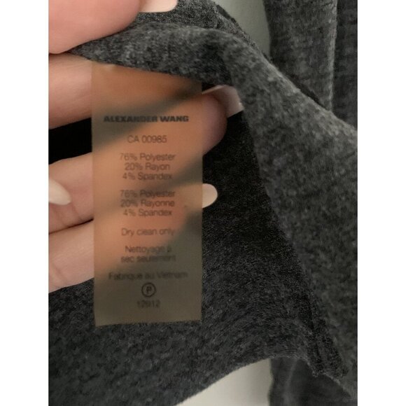 Alexander Wang Gray Long Sleeve Crew Neck Top T-Shirt Size L Stretch - Picture 4 of 5